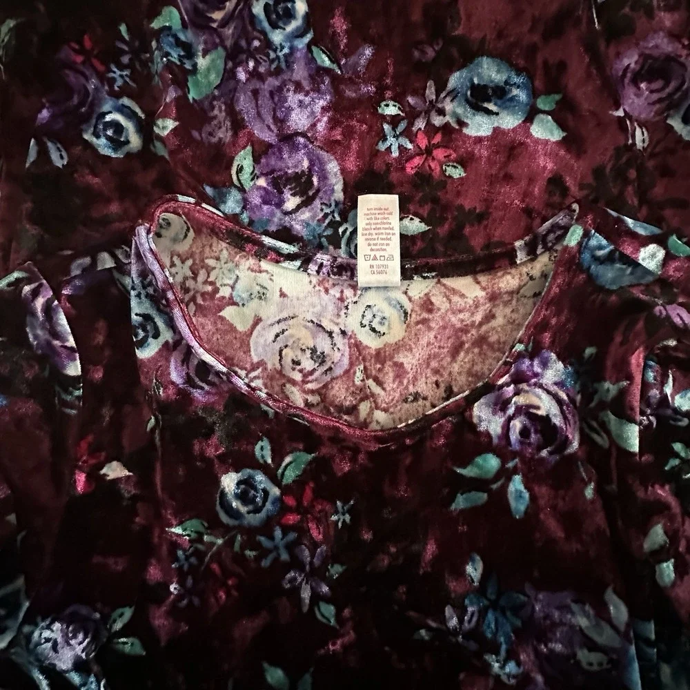 Justice Girls Velour‎ Dress Size 8 Floral Bell Sleeves A-Line Midi Whimsical